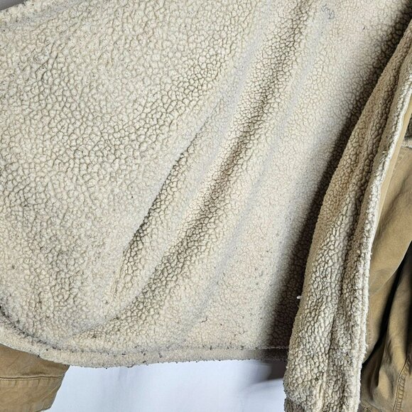 GAP Vintage 2002 XXL Sherpa-Lined Tan Canvas Jacket Button Closure Pockets Barn - Picture 11 of 15